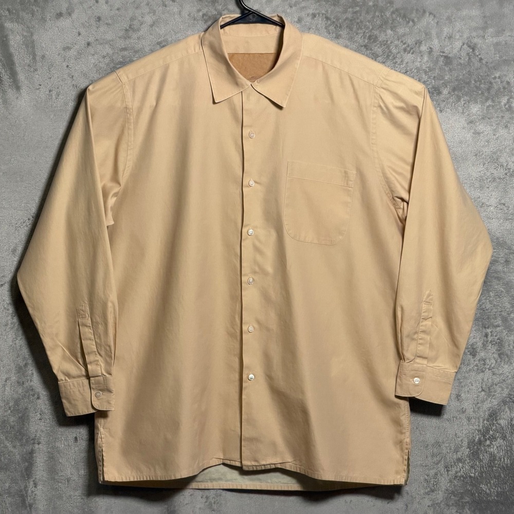 Cifonelli Shirt Mens XL Beige Orange Long Sleeve Dress Preppy Made in Italy